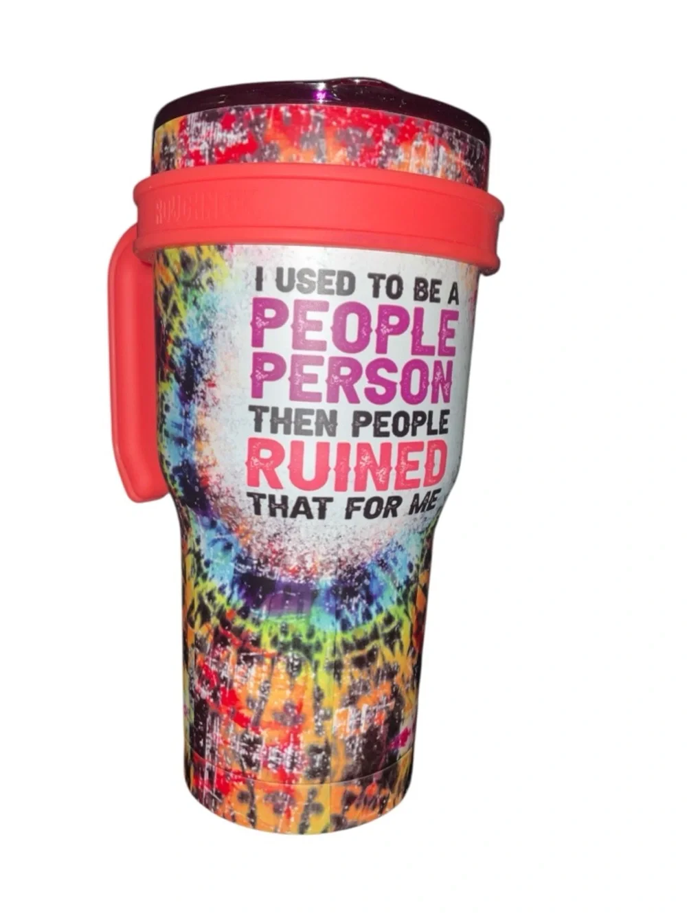 30oz Insulated Tumbler with Quote Tie Dye Travel Mug w/ Handle Lid